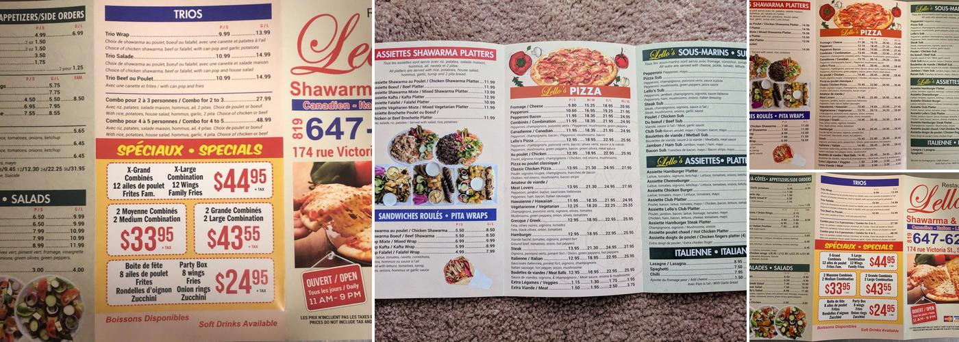 Lello's Pizza & Shawarma Menu