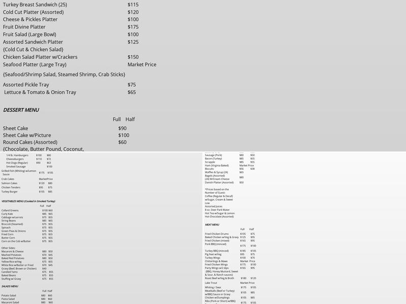 Ashburton Soul Shack Catering Menu