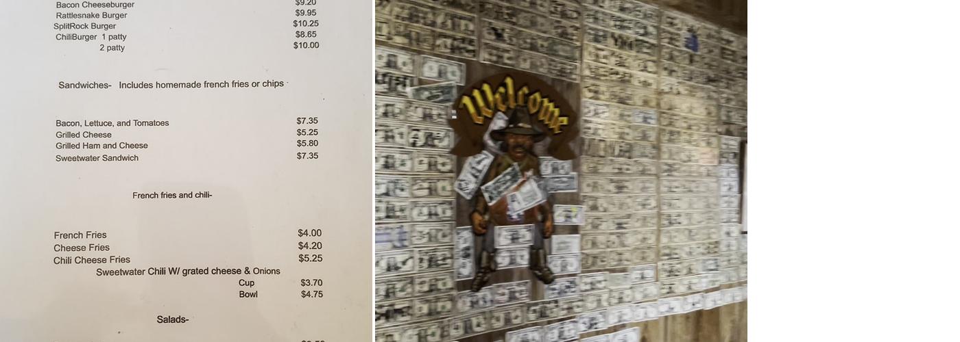 Split Rock Bar & Cafe Menu