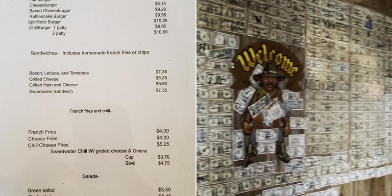 Split Rock Bar & Cafe Menu
