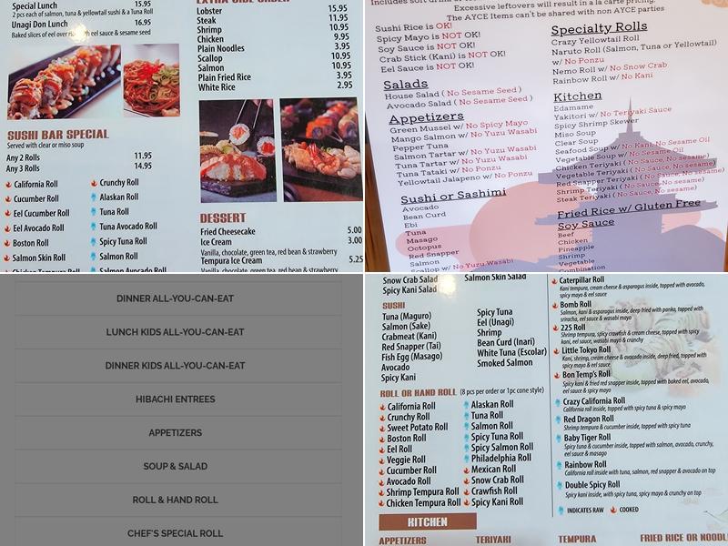 Sushi Masa Spring Menu