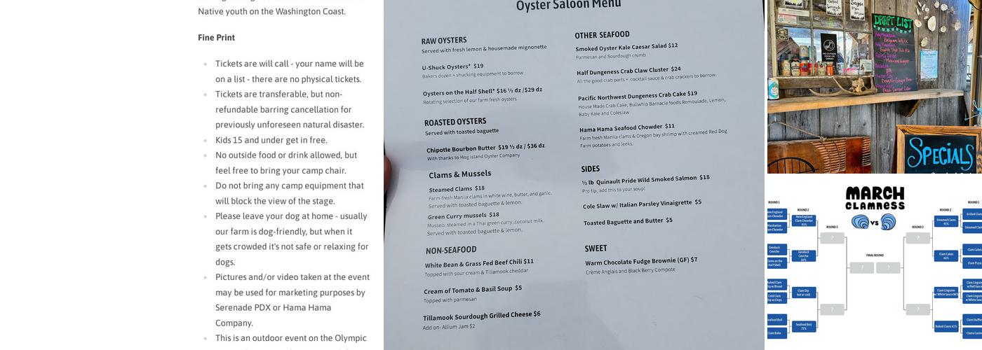 Hama Hama Oyster Saloon Menu