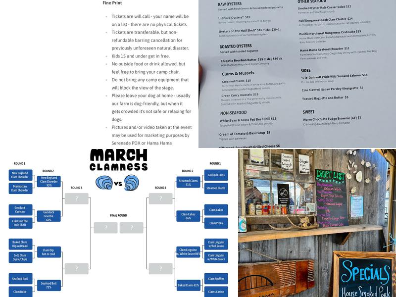 Hama Hama Oyster Saloon Menu