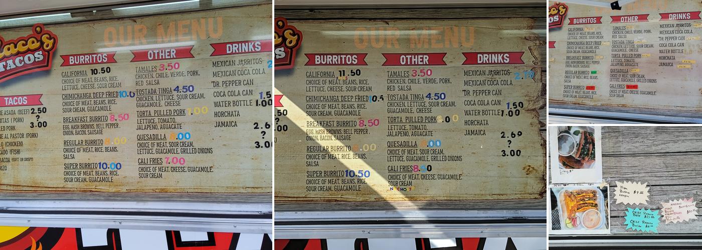Flaco's Tacos Menu