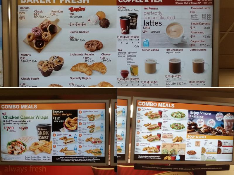 Tim Hortons Menu