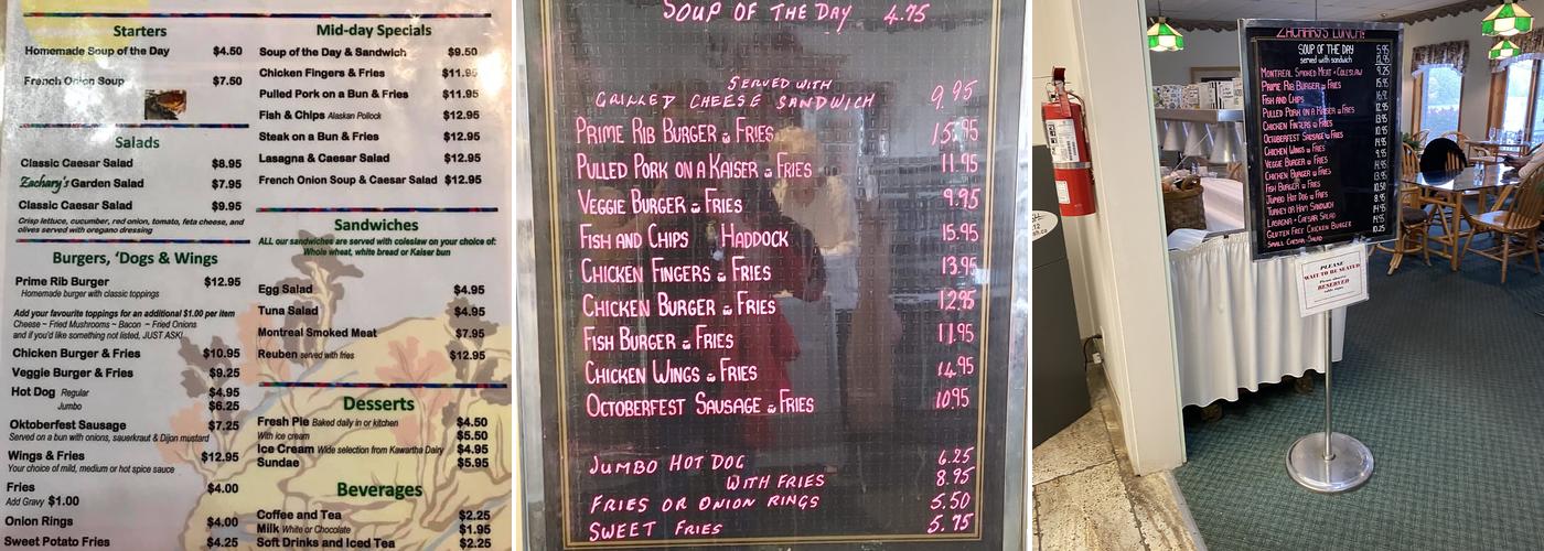 Zachary's Restaurant Menu