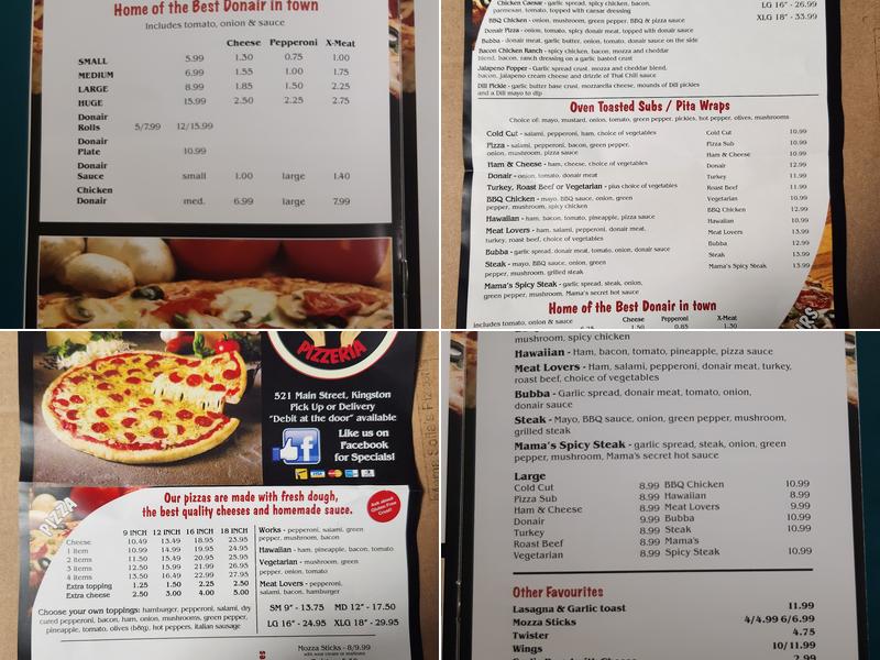 Mama Sofia Pizzeria Kingston Menu