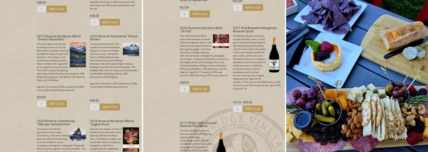 Goose Ridge Estate Vineyard and Winery Menu