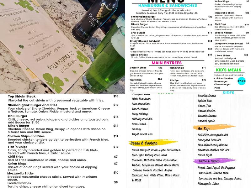 Shenaniganz Eat.Drink.Play Menu