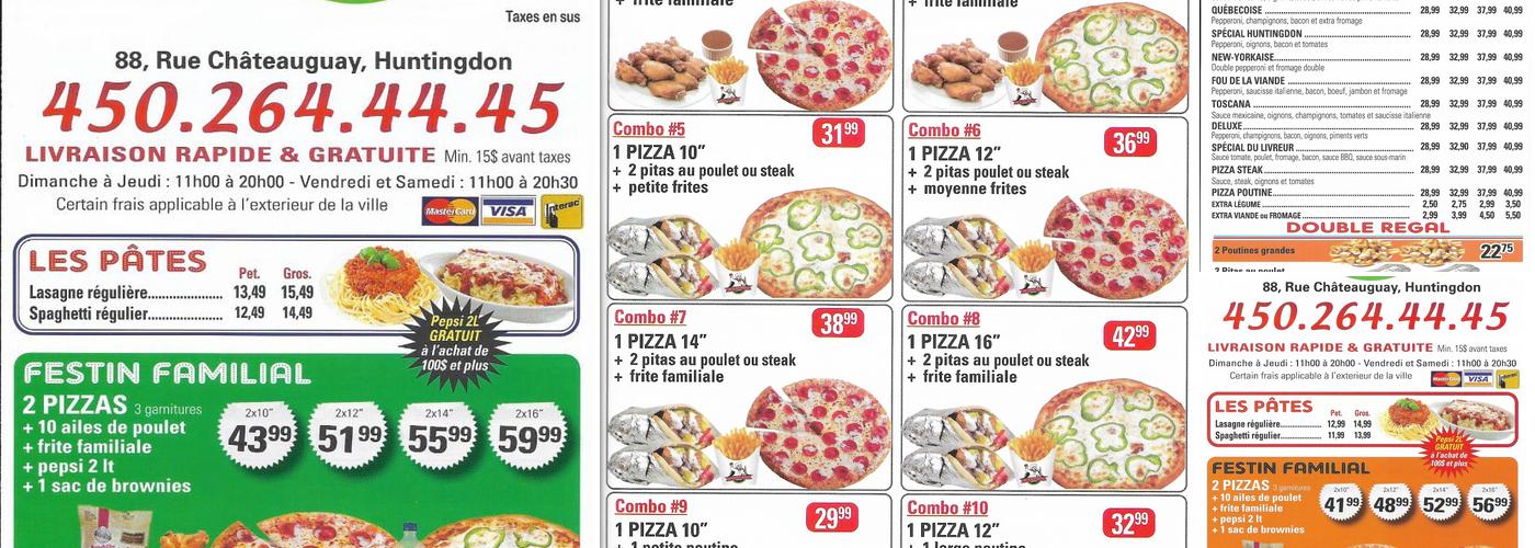 Huntingdon Pizza Menu