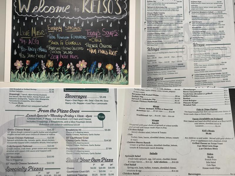 Kelso's 19th Hole Menu