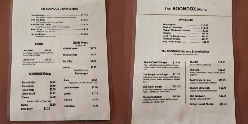 Boondocks Menu