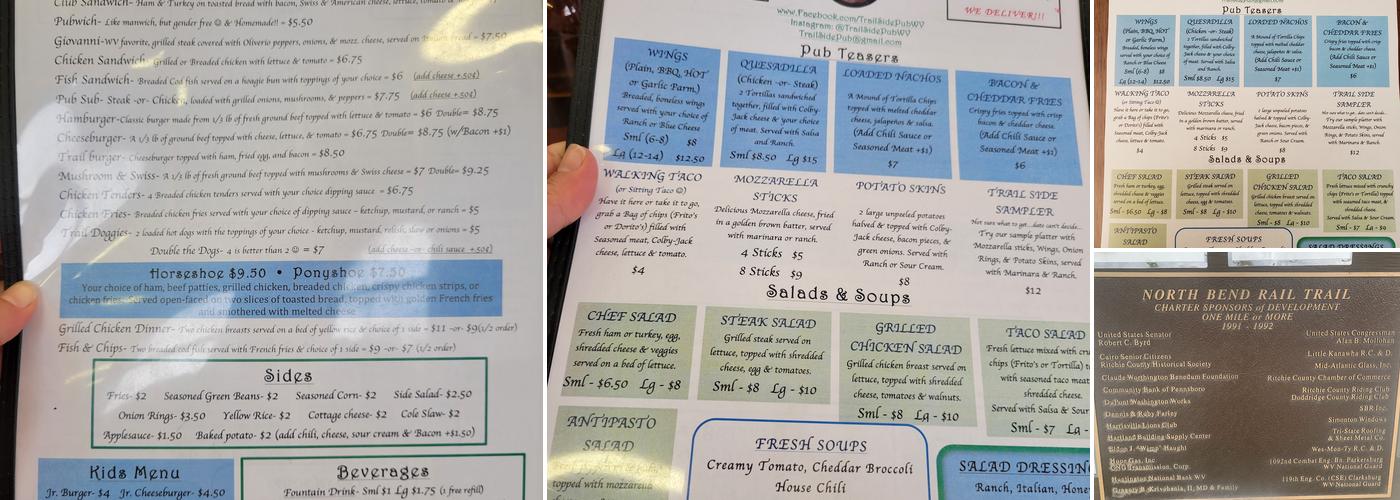 Trail Side Pub Menu