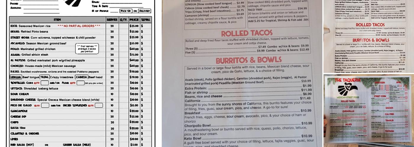 The Taqueria Menu