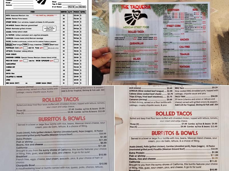The Taqueria Menu