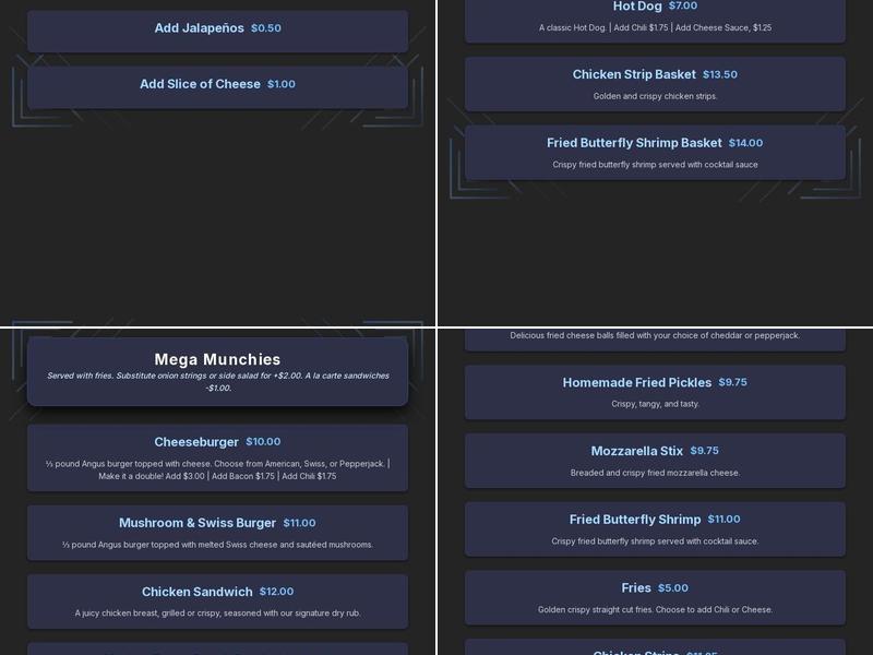 MoonTower Bar & Grill Menu