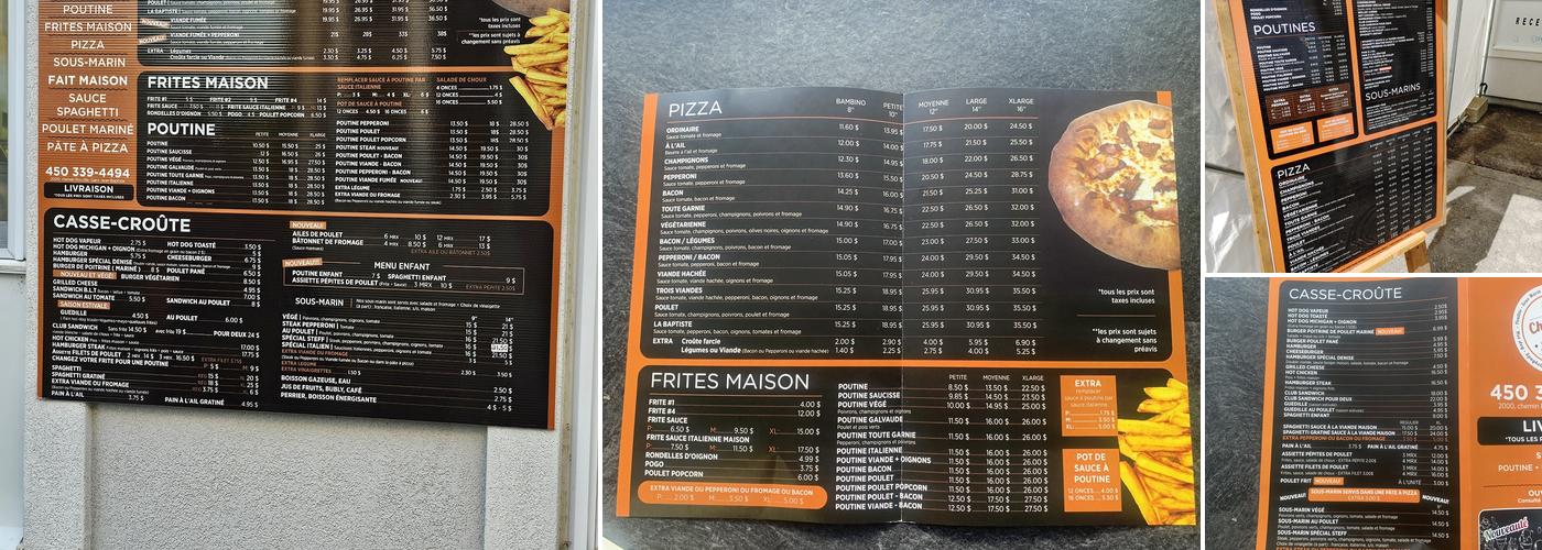 Chez Steff Casse-Croûte Menu