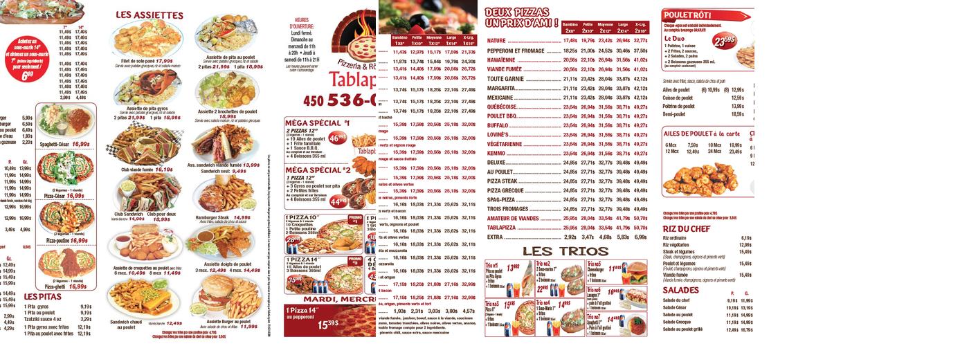 Restaurant Tablapizza Menu