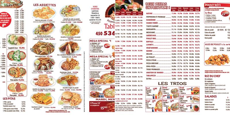 Restaurant Tablapizza Menu