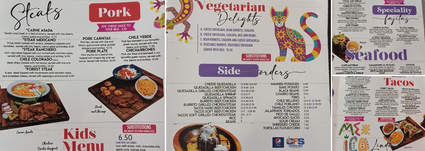 Alebrijes Menu