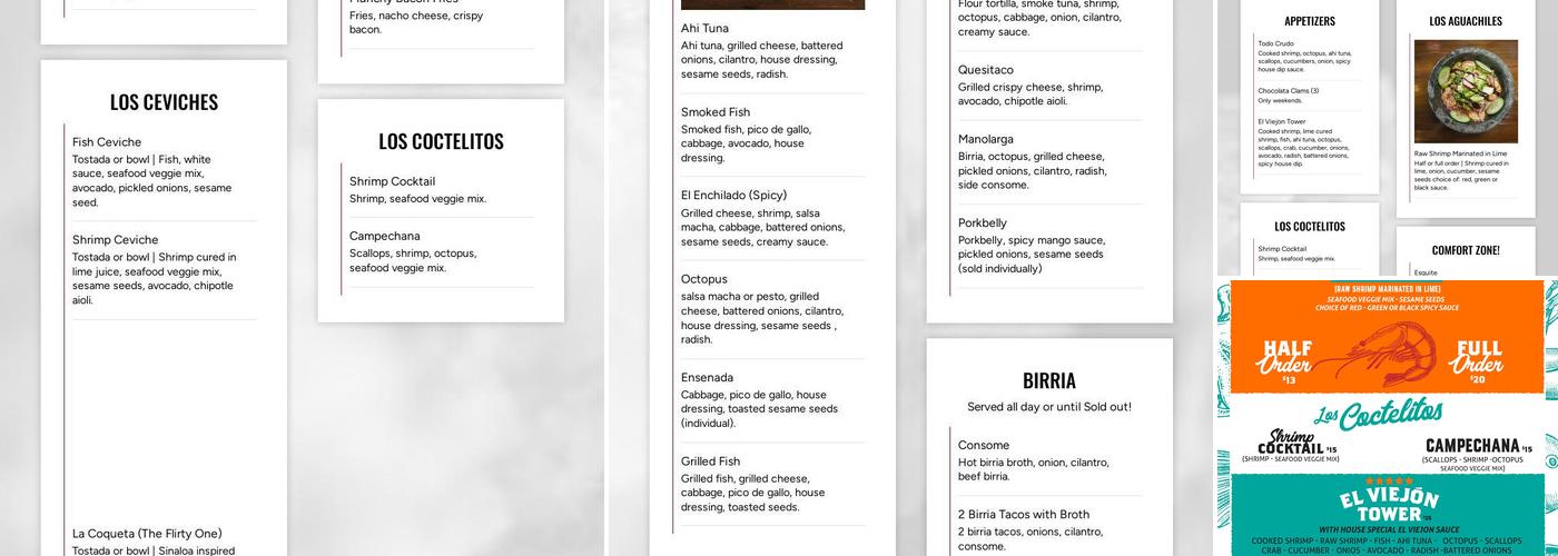 El Viejon Seafood Menu