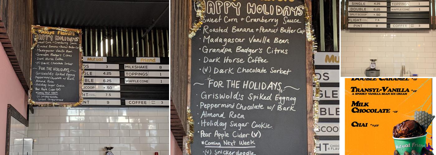 Mutual Friend Ice Cream Menu