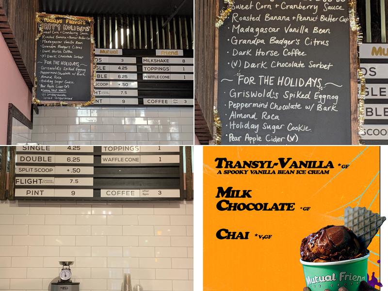 Mutual Friend Ice Cream Menu