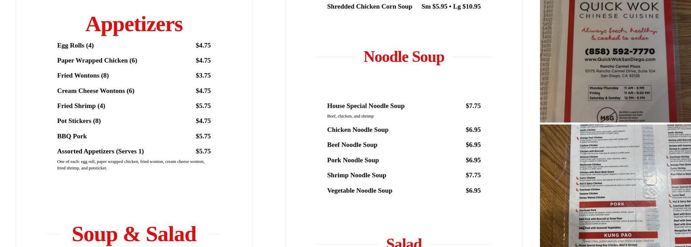Quick Wok Menu