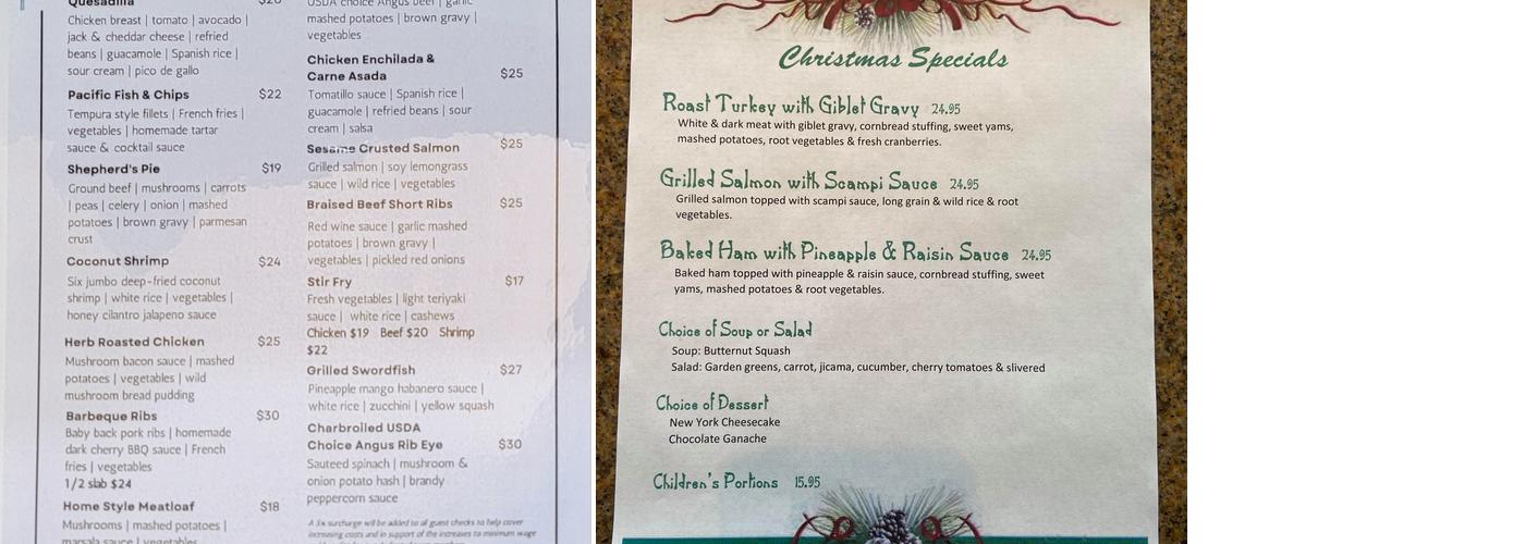 Bayside Bar Menu