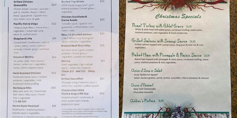 Bayside Bar Menu