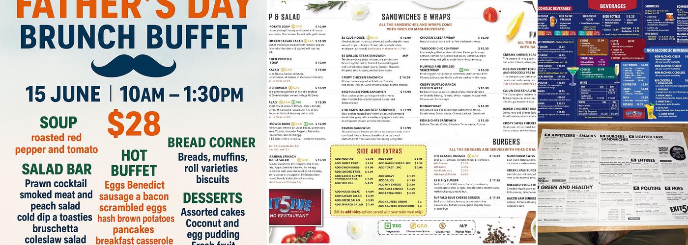 Exit 5ive Pub & Restaurant Menu