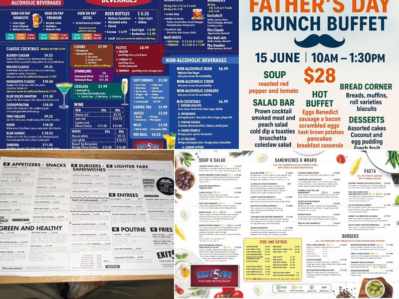 Exit 5ive Pub & Restaurant Menu