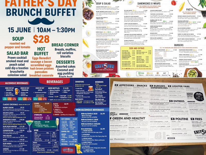 Exit 5ive Pub & Restaurant Menu