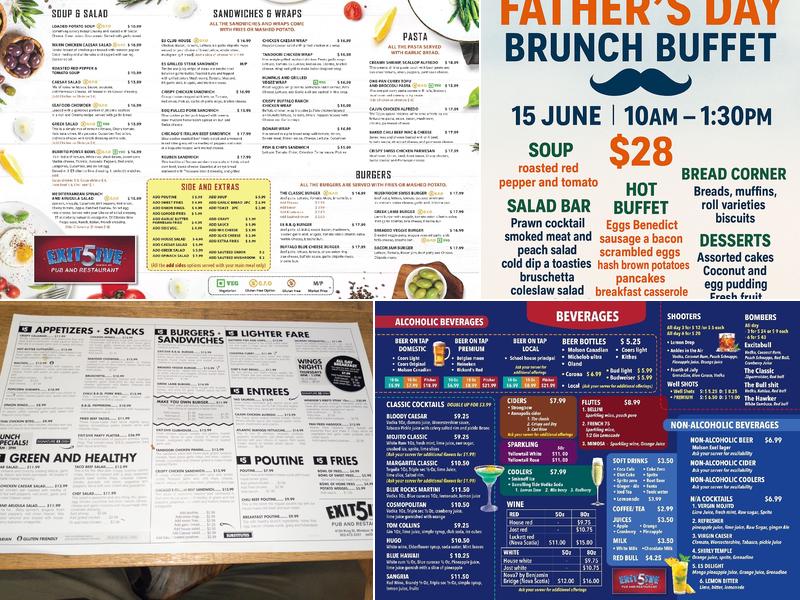 Exit 5ive Pub & Restaurant Menu