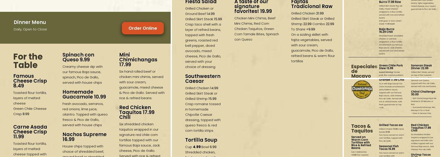 Macayo's Mexican Food Menu