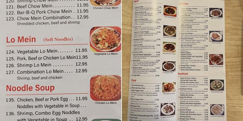 Hong Kong Chinese restaurant Menu