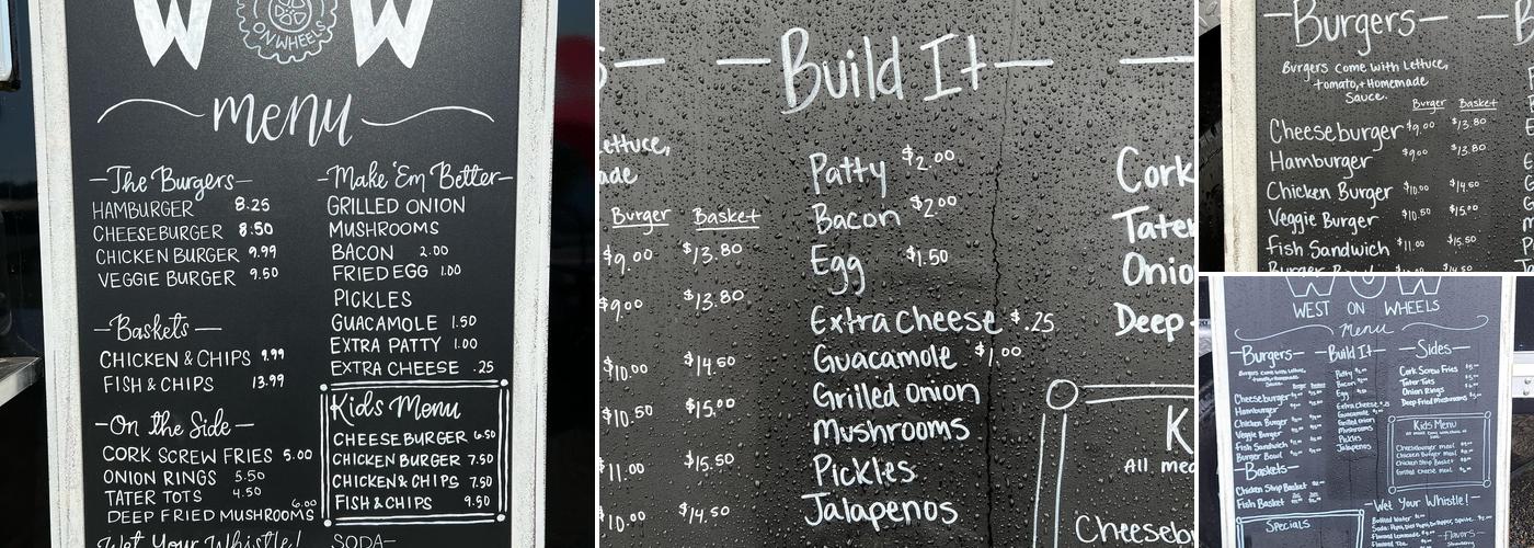 West On Wheels Menu