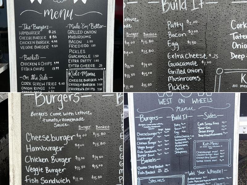 West On Wheels Menu