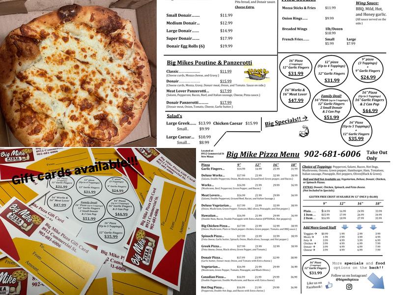 Big Mike Pizza Menu