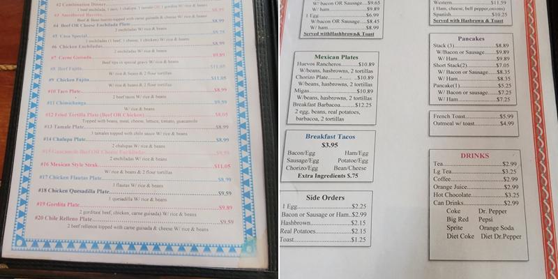 TexMex Menu