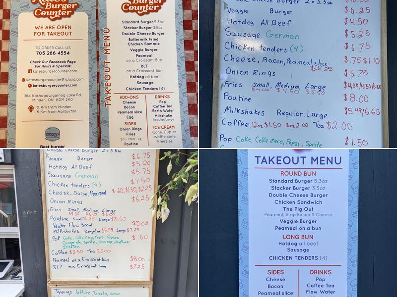 Kate’s Burger Counter Menu