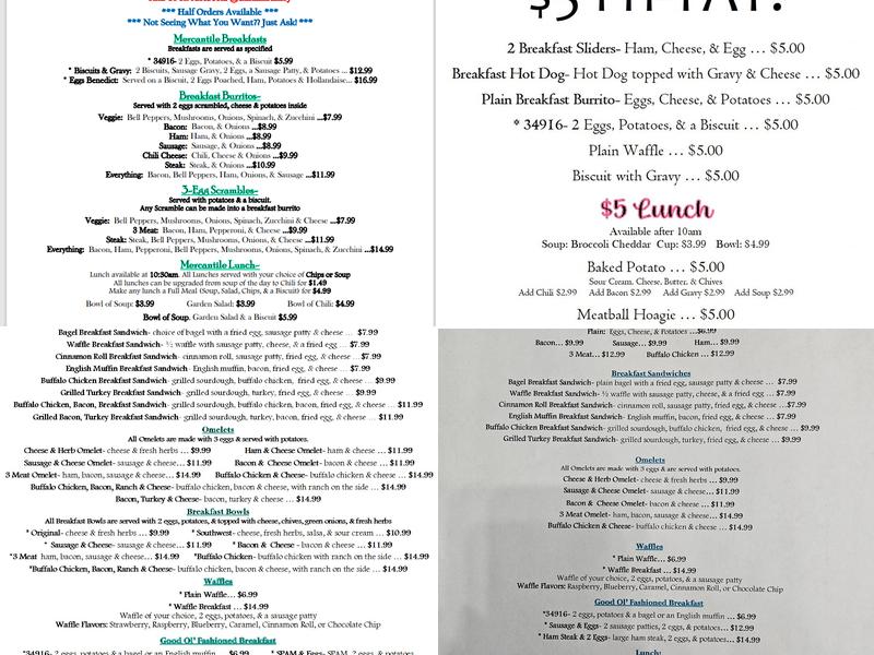 Gilham Mercantile & Bakery Menu