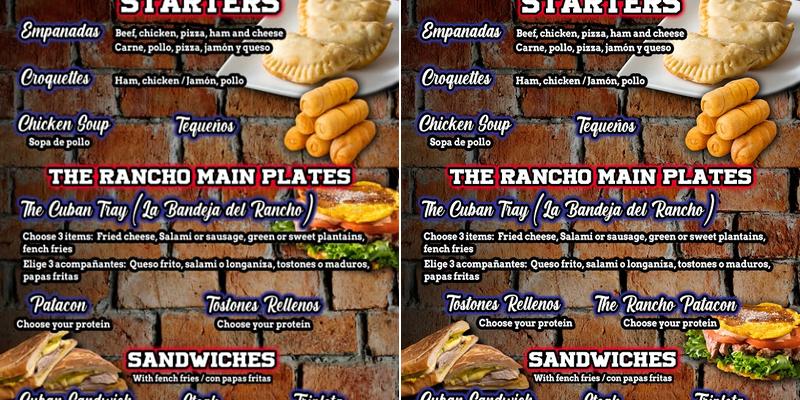 The rancho express Menu