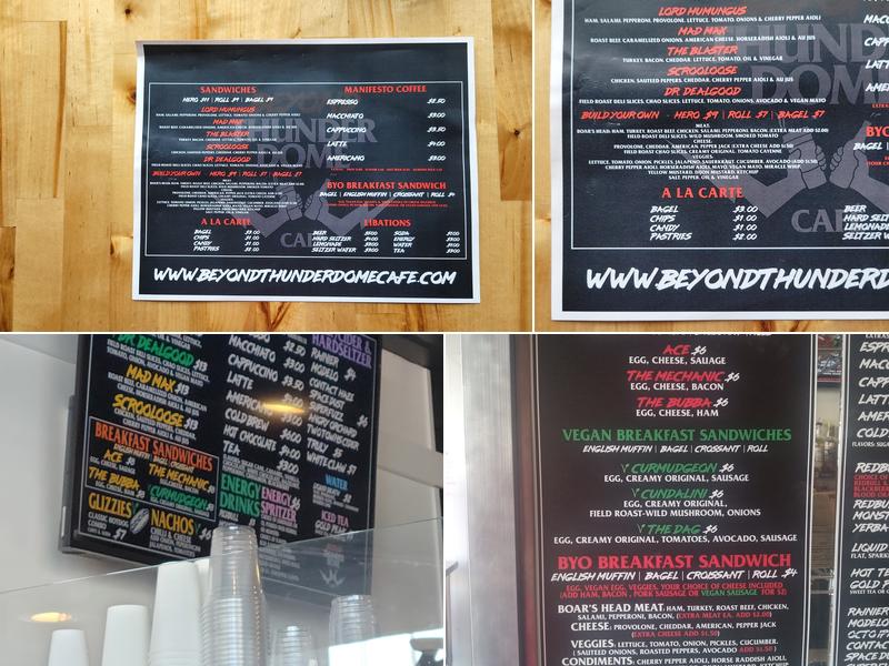 Beyond ThunderDome Café Menu