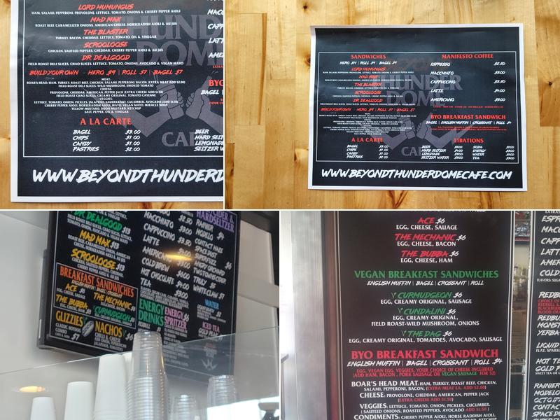 Beyond ThunderDome Café Menu