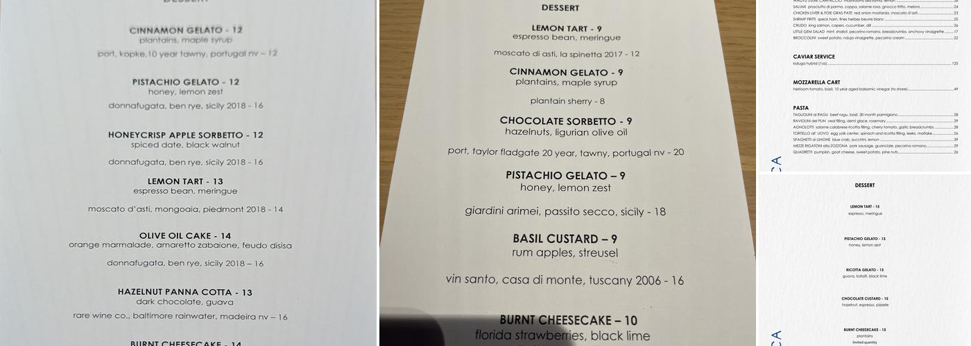 Rocca Menu