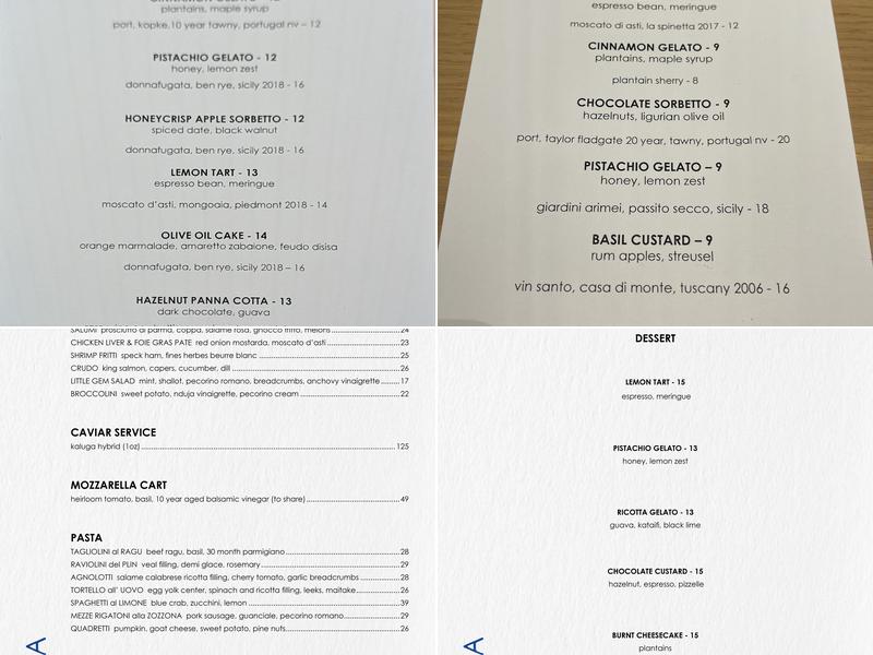 Rocca Menu
