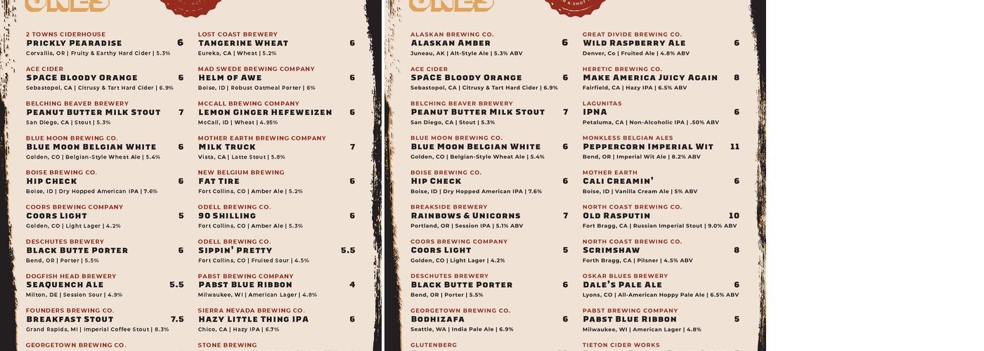 The Loading Dock Menu