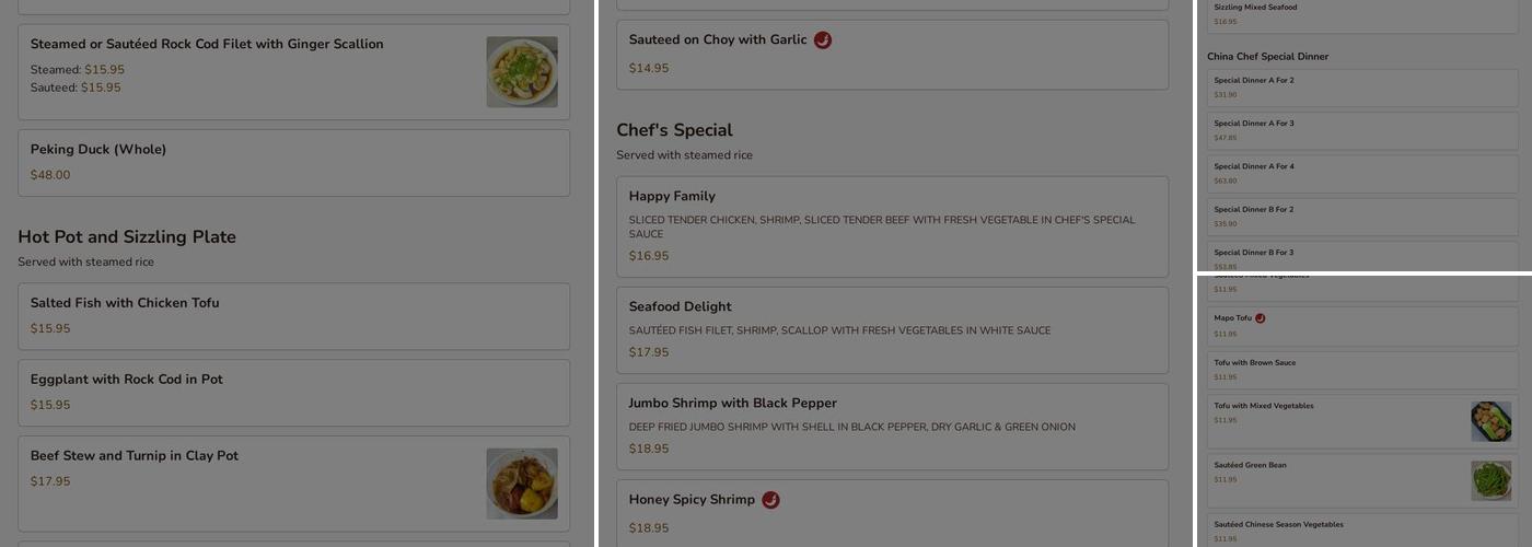 China Chef Menu