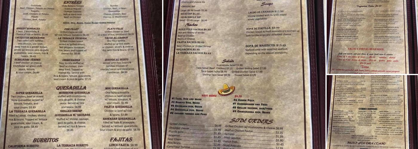 La Terraza Bar&Grill Menu